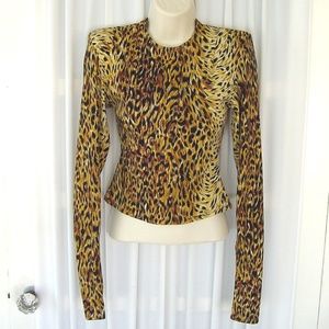 Norma Kamali Vintage Leopard Print Long Sleeve Top